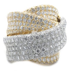 18 Karat Two Tone Pave Diamond Bypass Ring