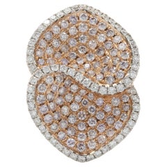 18 Karat Two Tone Pave Diamond Flower Petal Ring