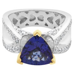 18 Karat Two Tone Tanzanite and Diamond Ring