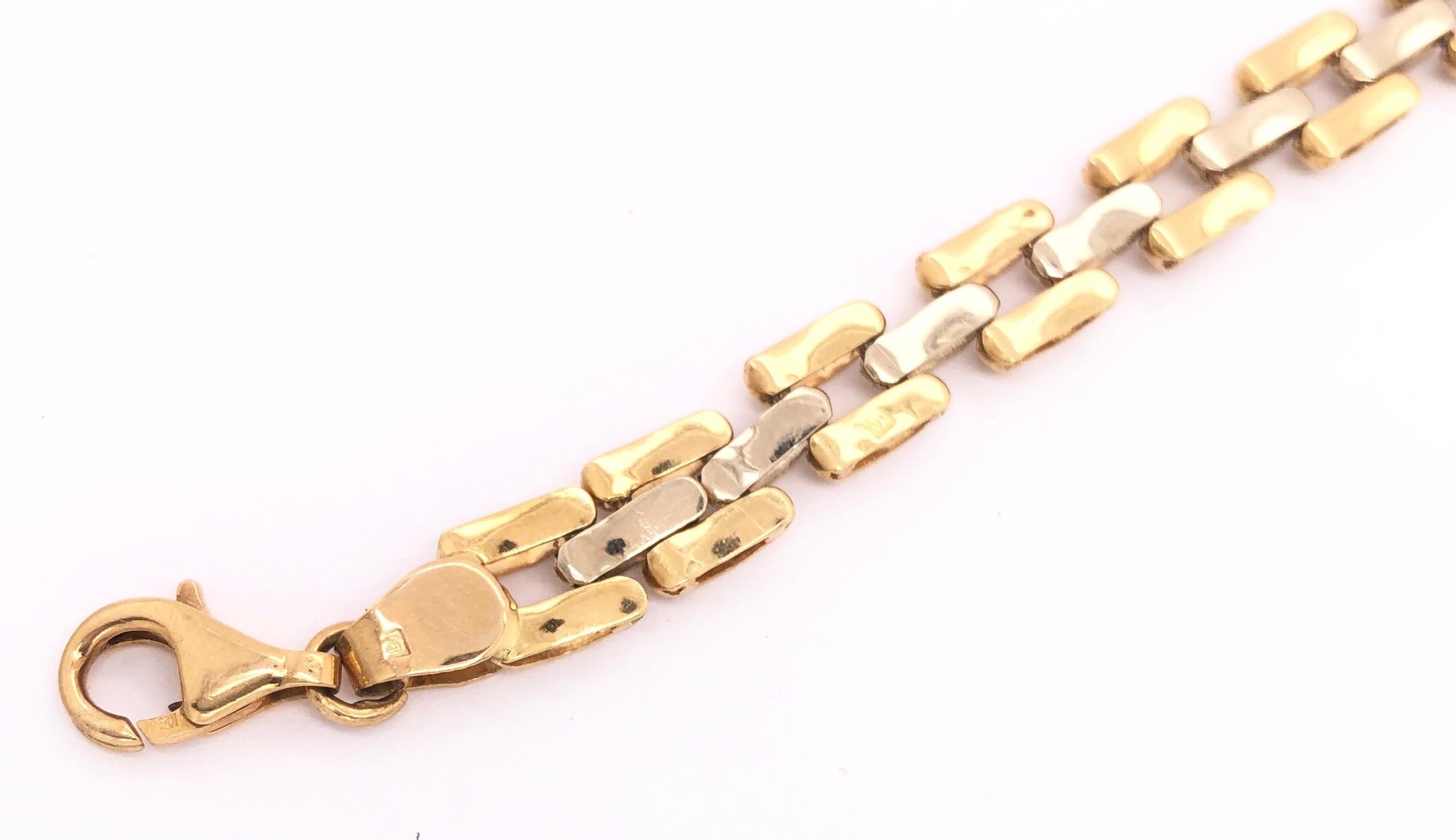 18 Karat Two-Tone Yellow and White Gold Fancy Link Bracelet In Good Condition For Sale In Stamford, CT