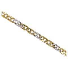 Bracciale A Link in oro giallo bianco 18 carati bicolore con diamanti 0,60 carati 25 grammi