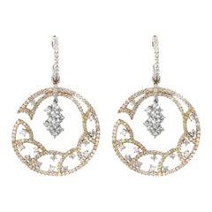 18 Karat Two-Toned Gold 2.70 Carat Diamond Earrings