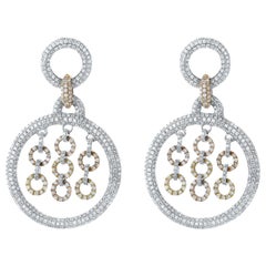 18 Karat Two-Toned Gold 5.60 Carat Diamond Earrings