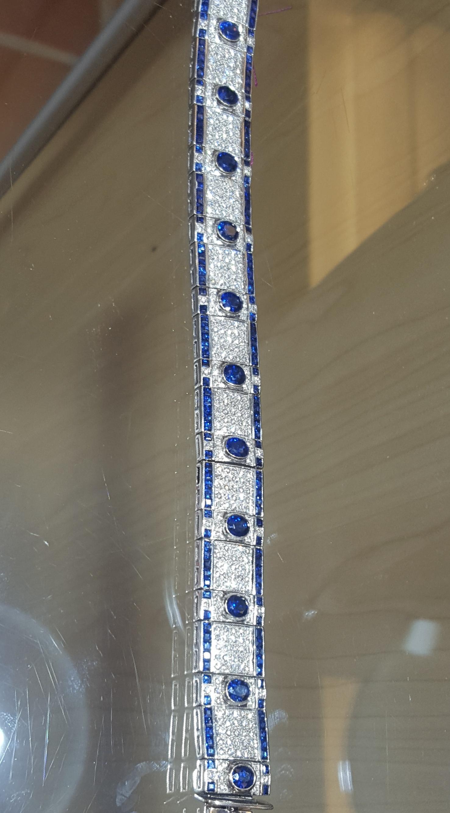 18 Karat Unique Ceylon Sapphire and Diamond Bracelet, 1998 1