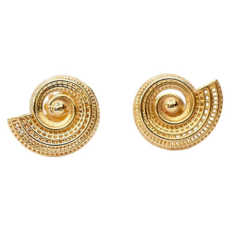 Boucles d'oreilles en forme de spirale en or 18 carats, pièce unique de haute joaillerie contemporaine en vente