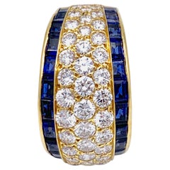 18 Karat VCA Paris Vintage Sapphire Diamond Gold Band Statement Ring