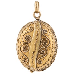 Antique Victorian Etruscan Five Slot Locket in 18K Gold