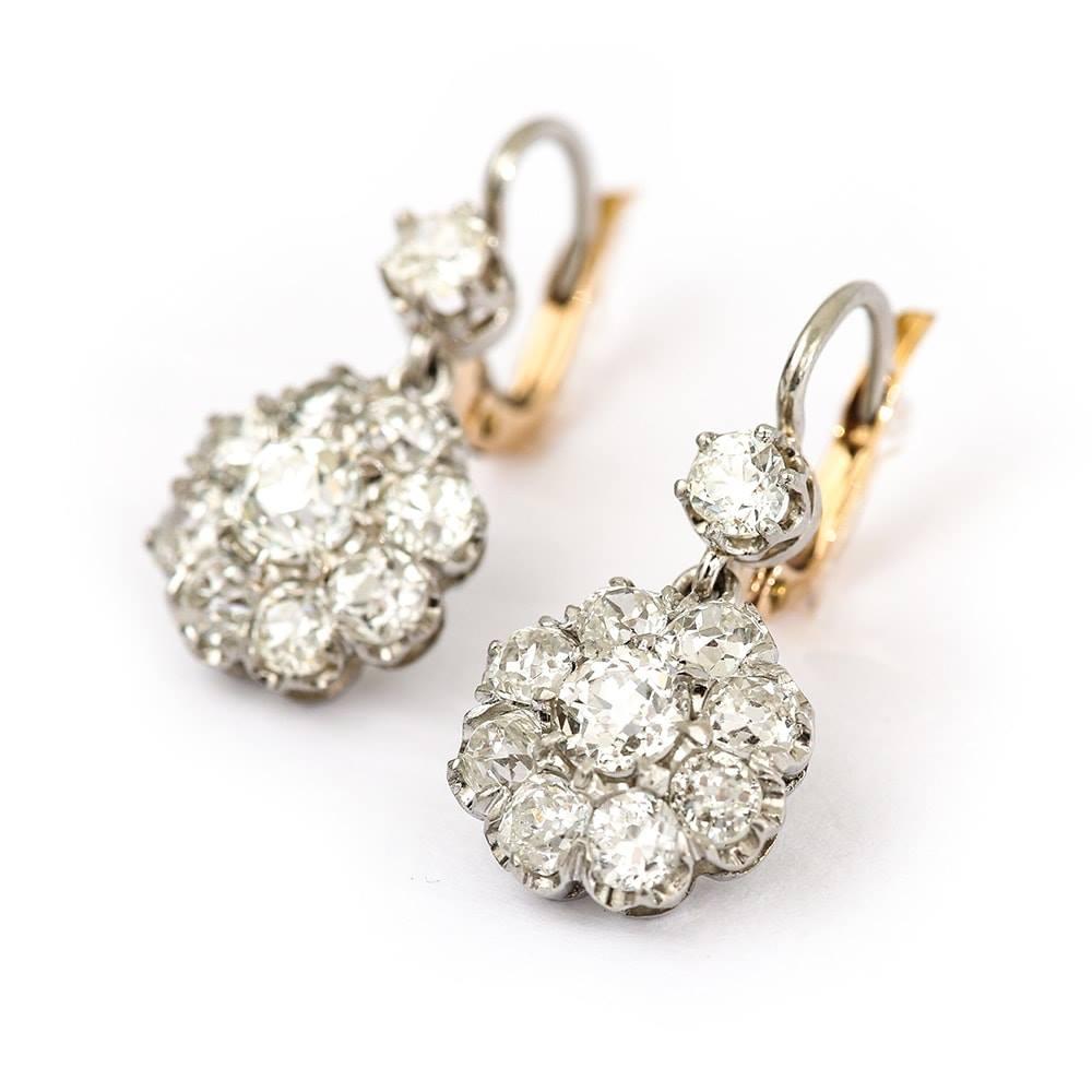 antique diamond cluster earrings