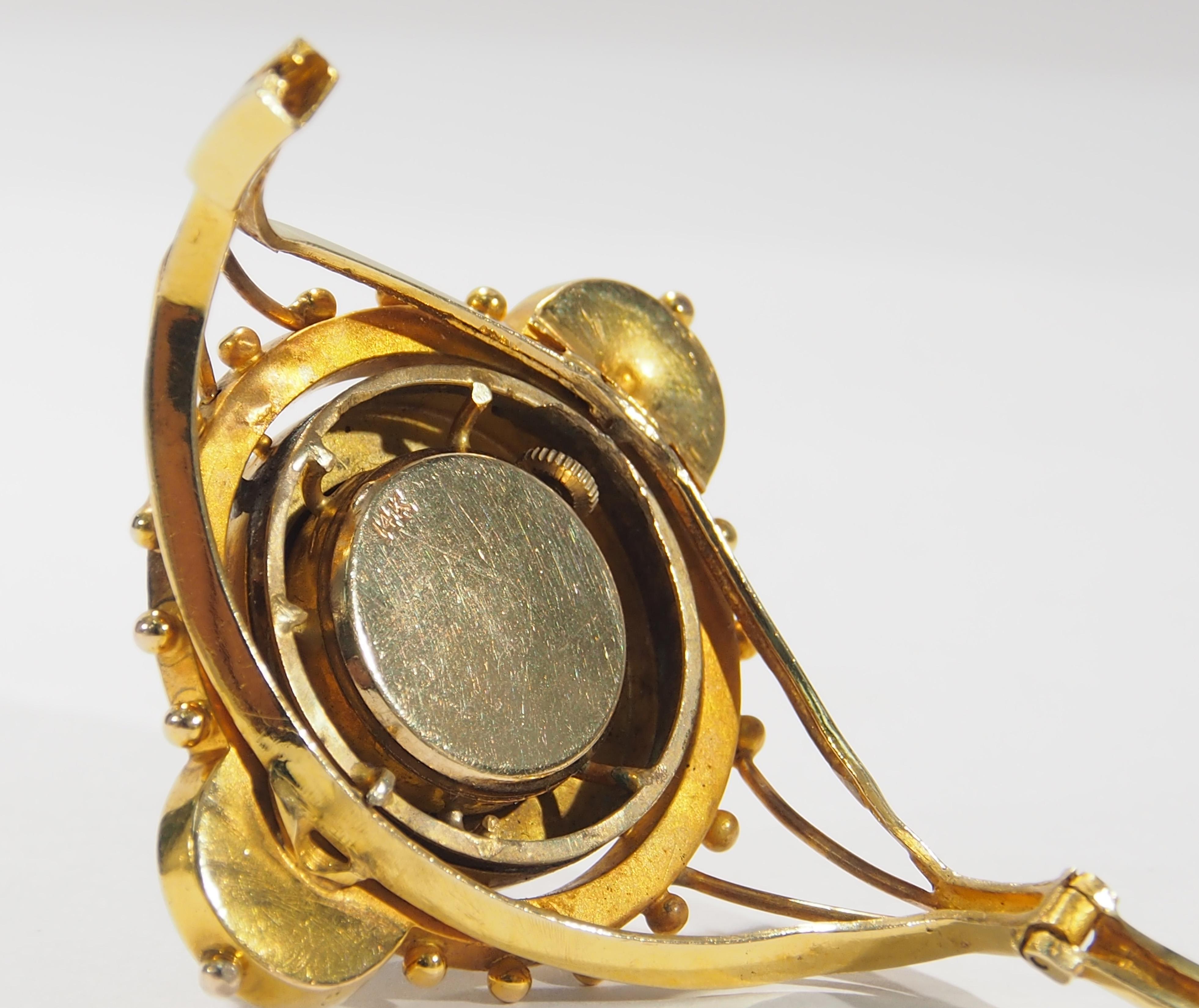 Women's or Men's 18 Karat Vintage Diamond Watch Bangle Yellow Gold Blue Enamel