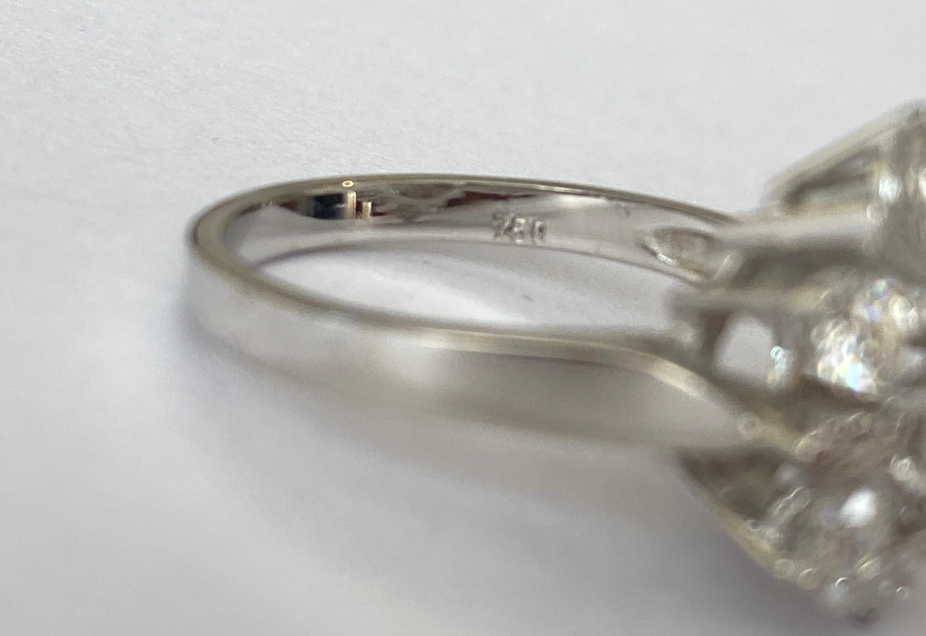 18 Karat Vintage Weißgold Cocktail-Ring aus Weißgold mit 1,40 Karat Diamanten 5