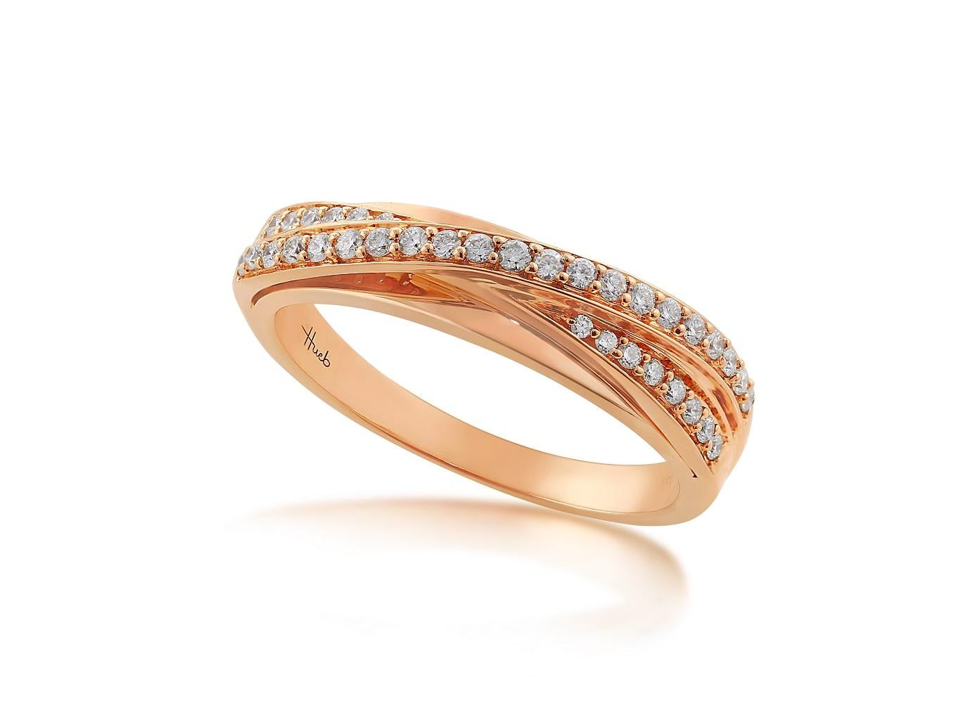 18 Karat Wave Pink Gold Ring with Vs Gh Diamonds In New Condition For Sale In New York, NY