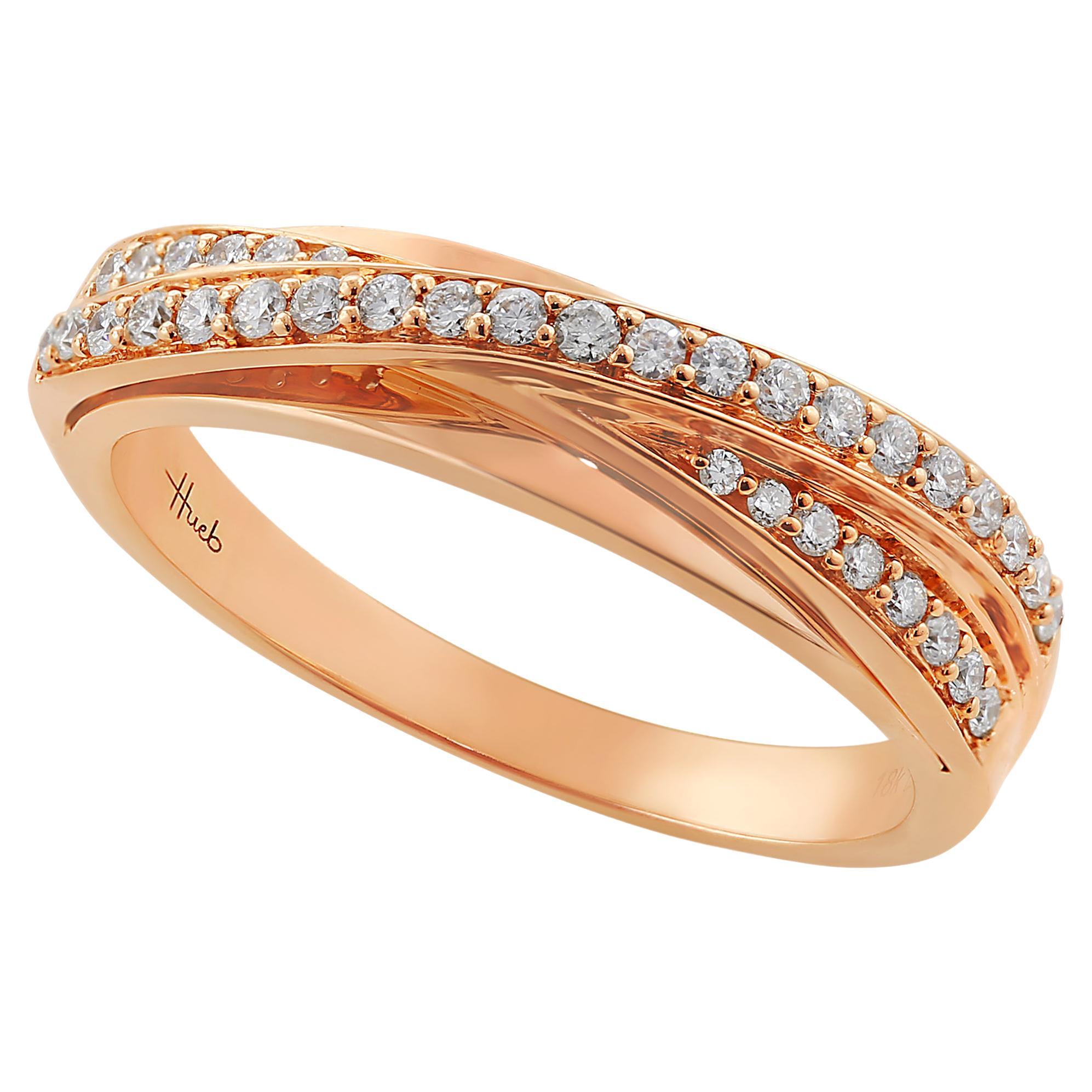 18 Karat Wave Pink Gold Ring with Vs Gh Diamonds For Sale