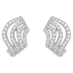 18 Karat Wave White Gold Earring with Vs-Gh Diamonds