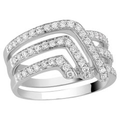 Hueb 18 Karat Wave White Gold Ring with Vs-Gh Diamonds