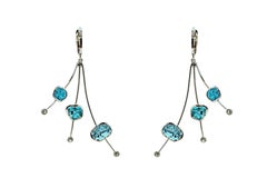 18 Karat WG, 2.87 CT Blue Diamond Slice and 0.16 CT White Diamond Dangle Earring