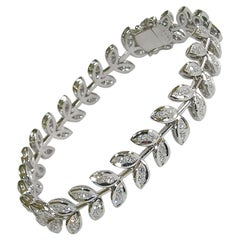 18 Karat WG and Diamond Leaf Pattern Bracelet