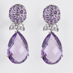 18 Karat WG Diamond and Amethyst Earrings