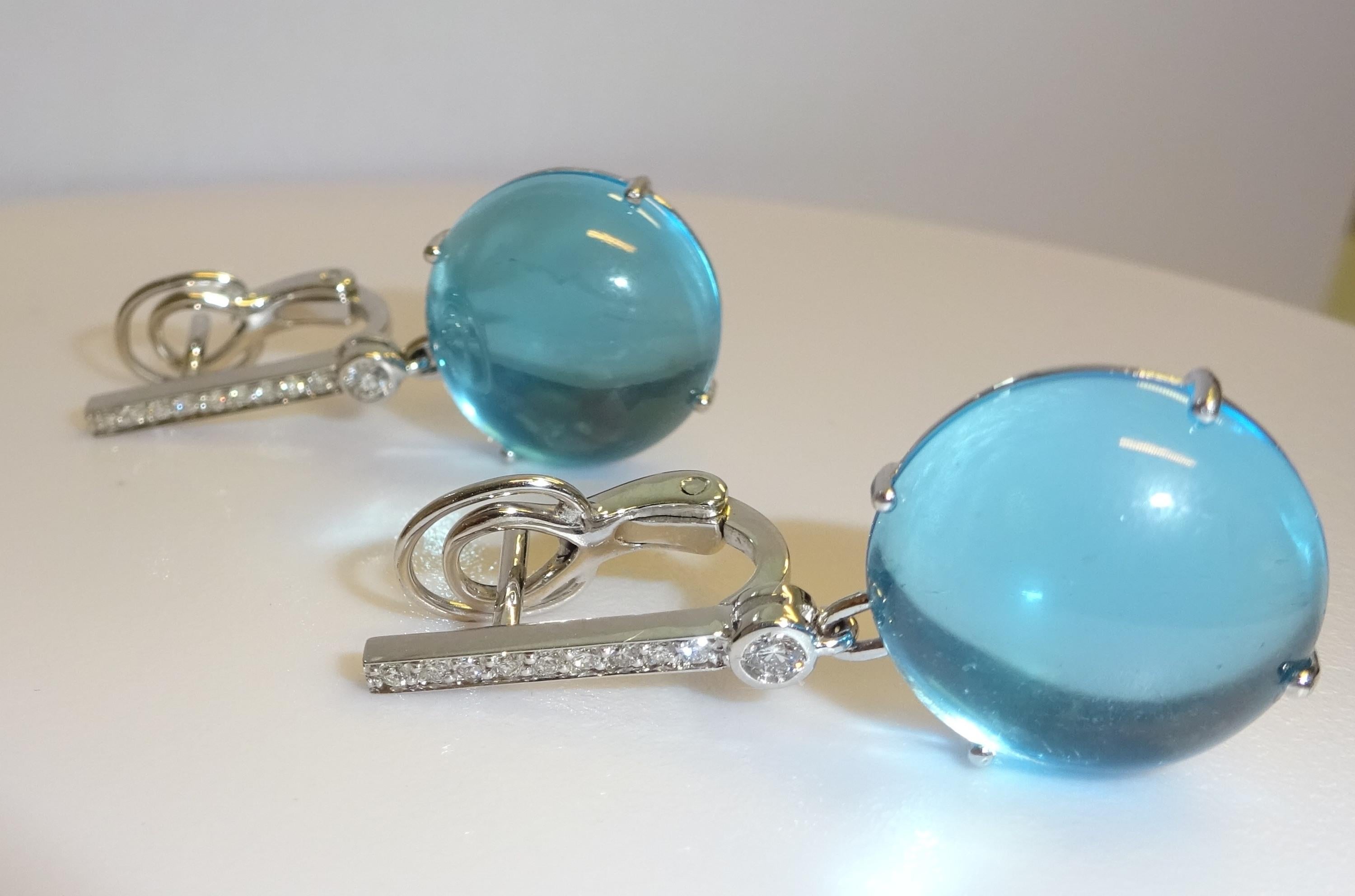 18 Karat WG Diamond and Topaz Dangle Earrings For Sale 1