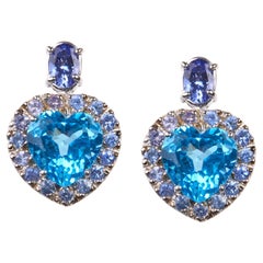 18 Karat WG , Topaz and  Tanzanite Earrings