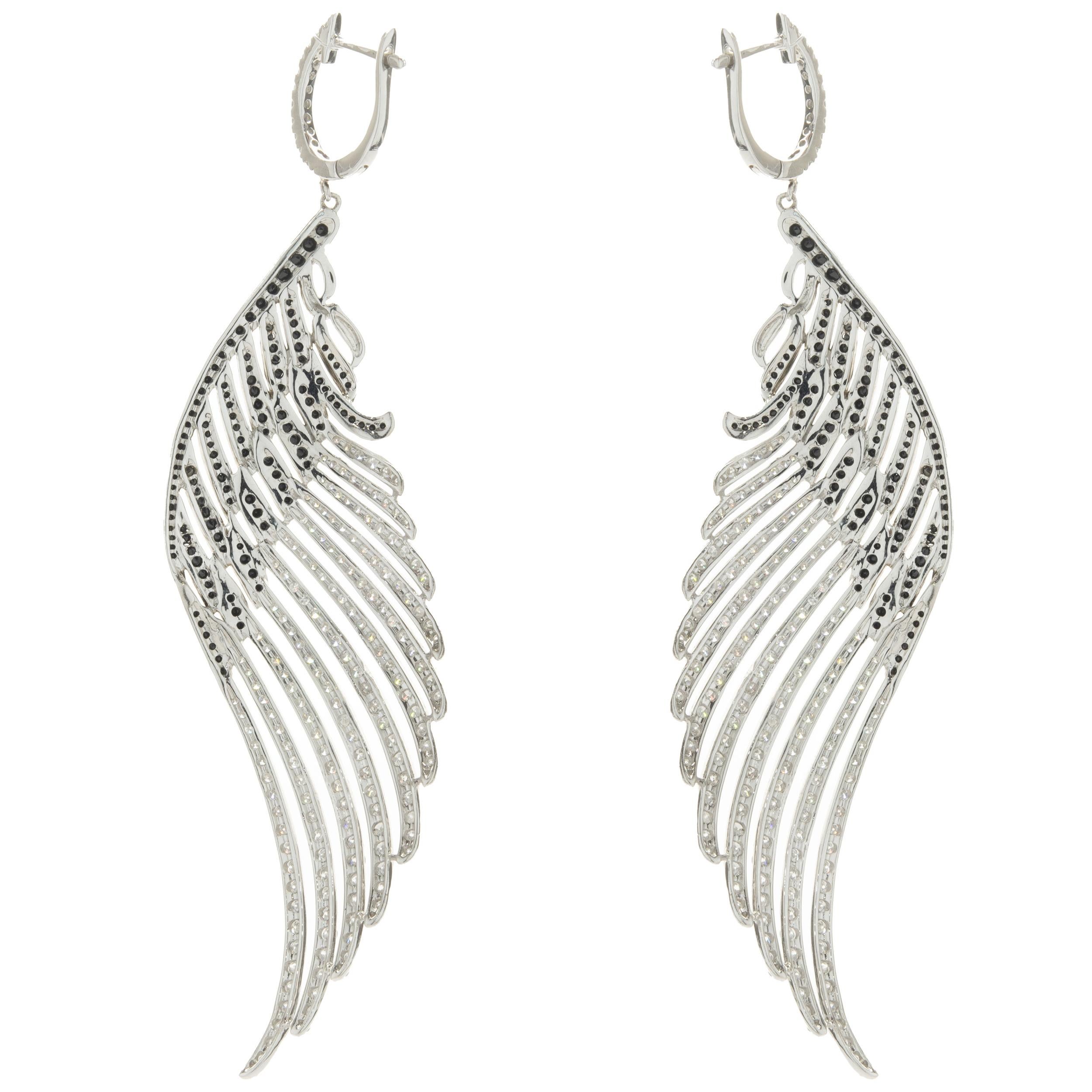 diamond angel wing earrings