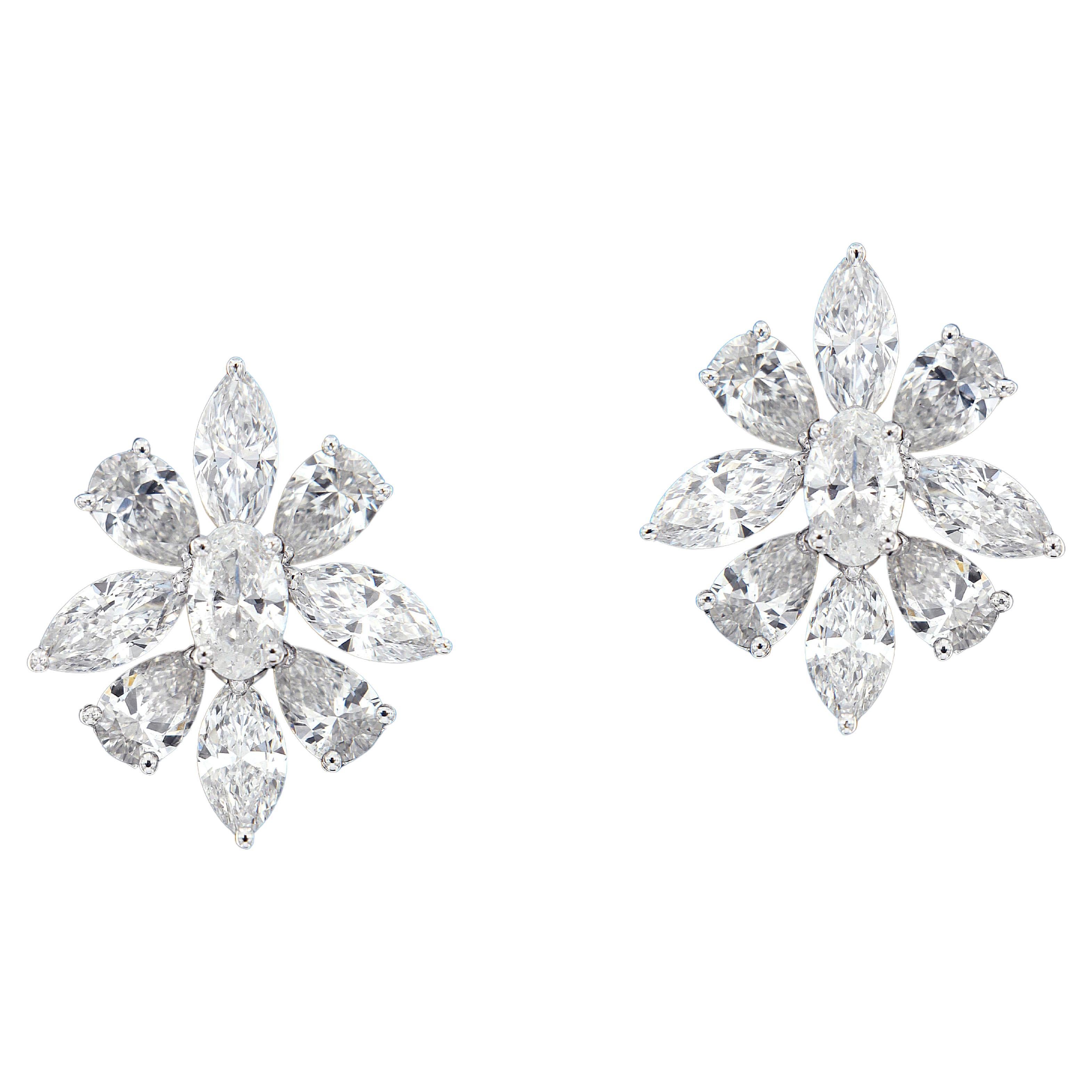 Estate Tiffany and Co. Ruby and Diamond Flower Earrings For Sale at 1stDibs