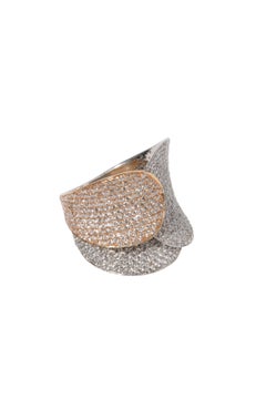 18 Karat White and Pink Gold Ring by Bonebakker Royal Pave Set with Diamonds