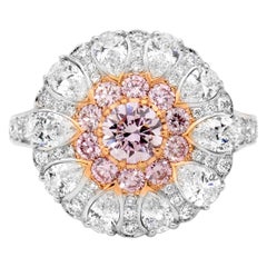 18 Karat White and Rose Gold "Ballerina" Pink Diamond Cluster Ring