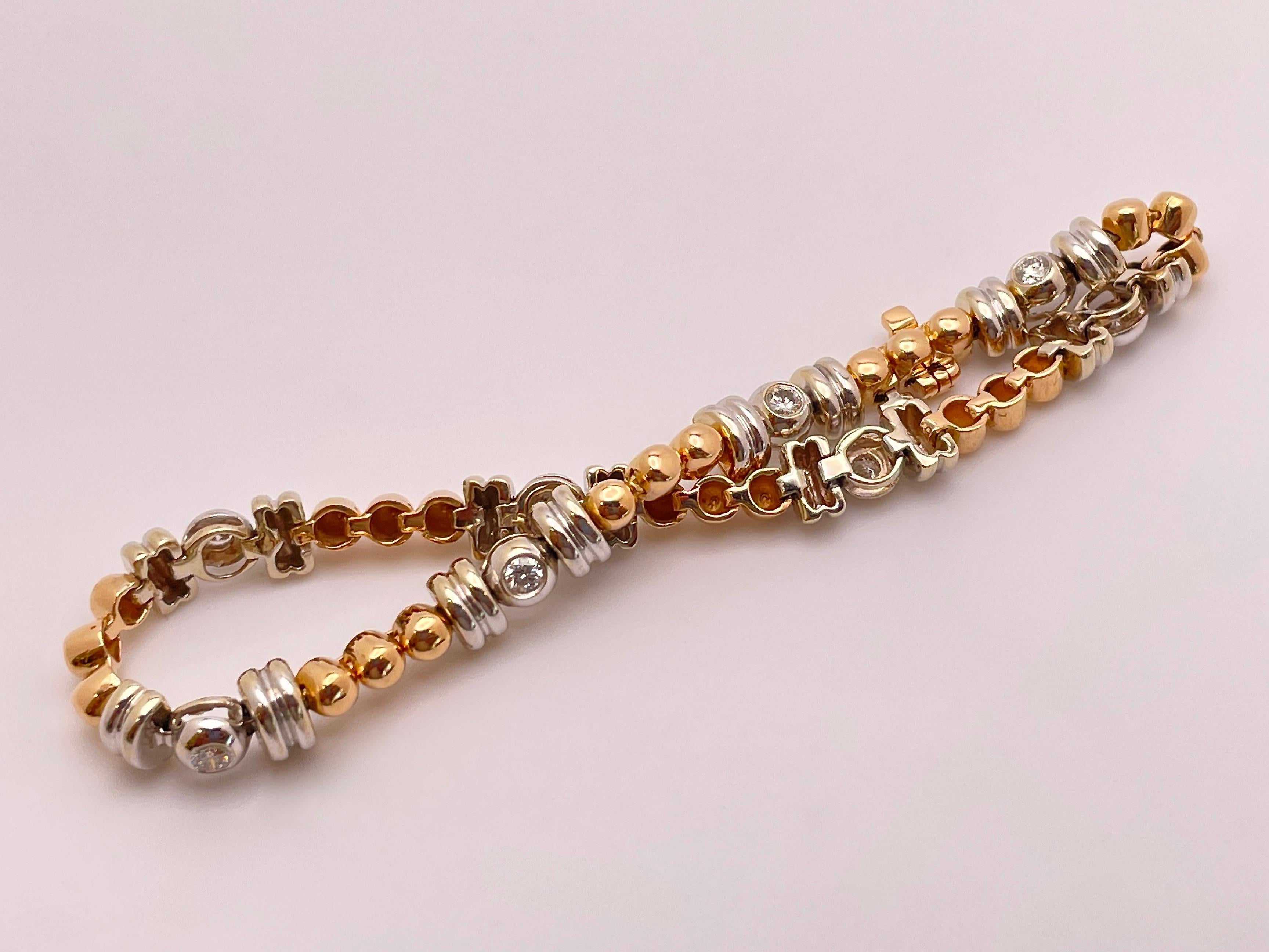 18 Karat White And Rose Gold Diamond Bracelet For Sale 5