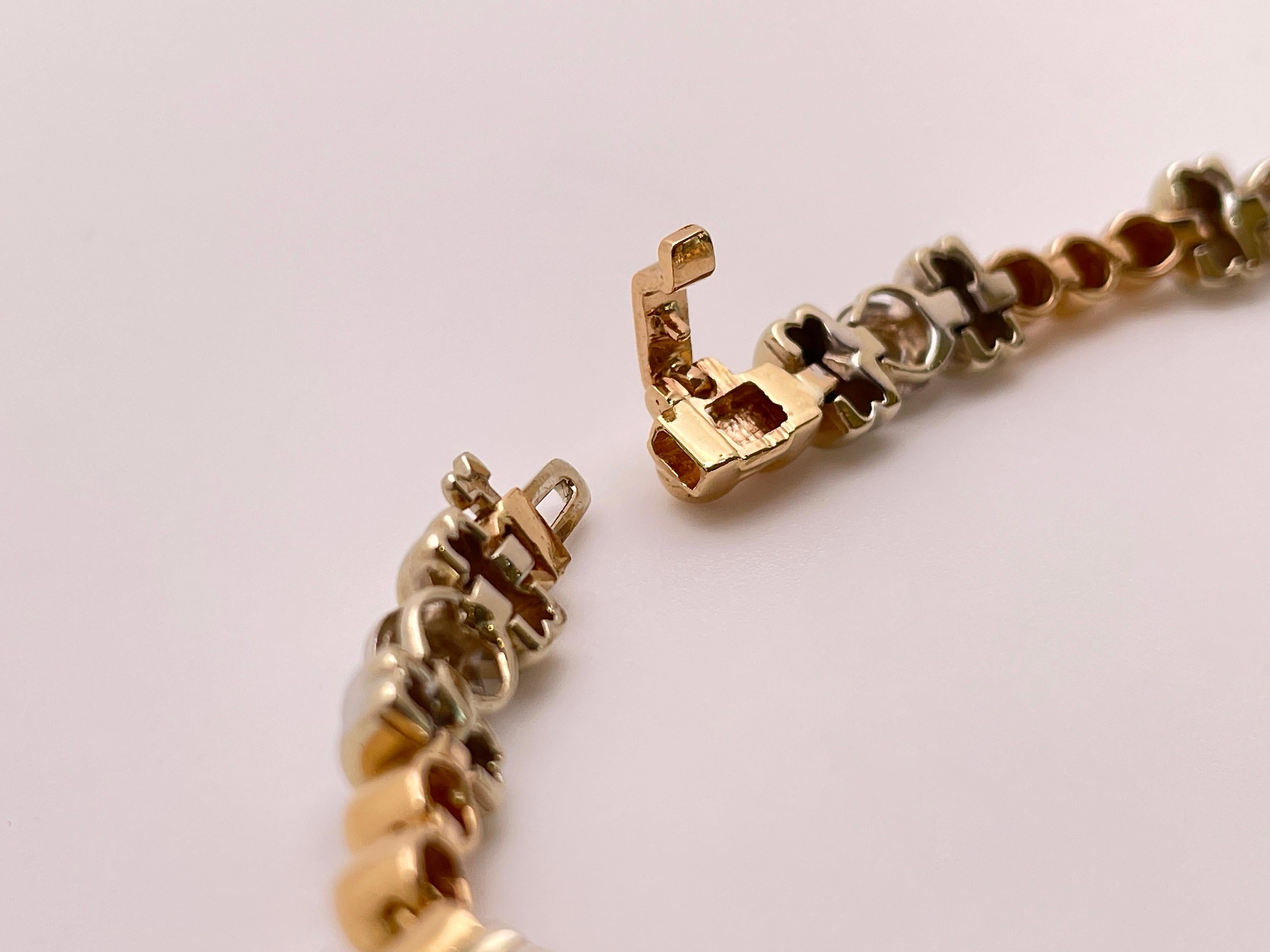 18 Karat White And Rose Gold Diamond Bracelet For Sale 7