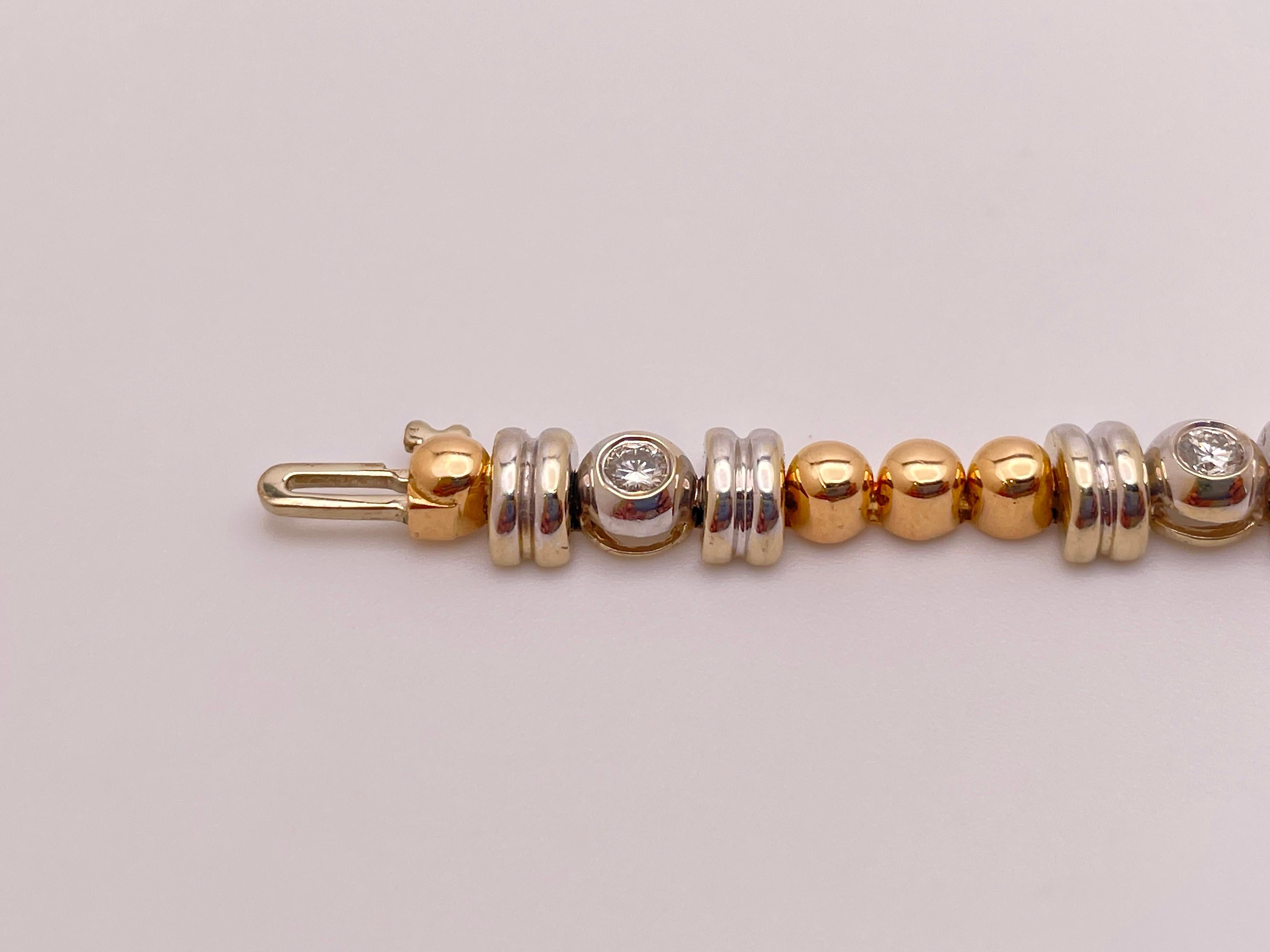 Round Cut 18 Karat White And Rose Gold Diamond Bracelet For Sale