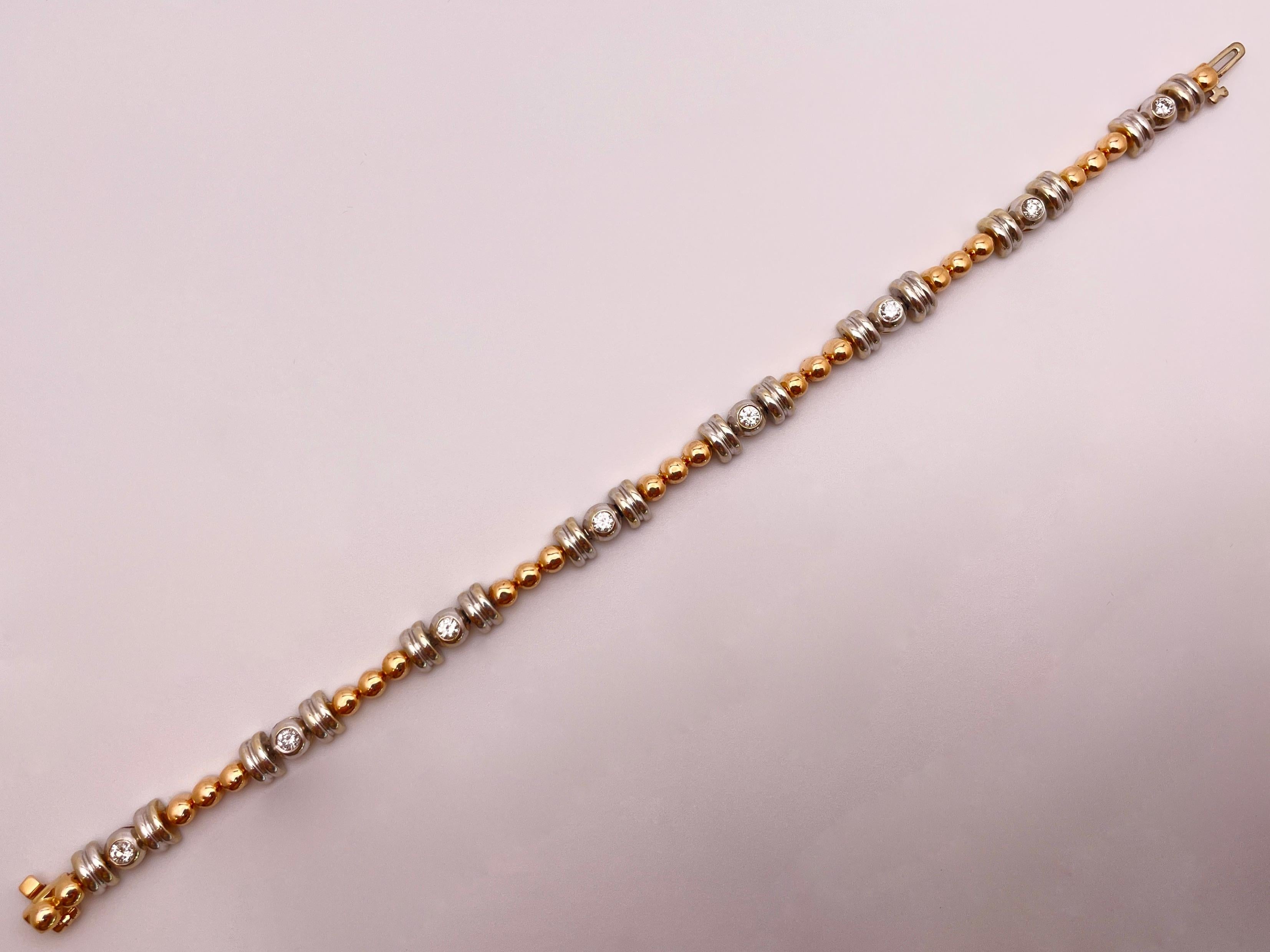 18 Karat White And Rose Gold Diamond Bracelet For Sale 2