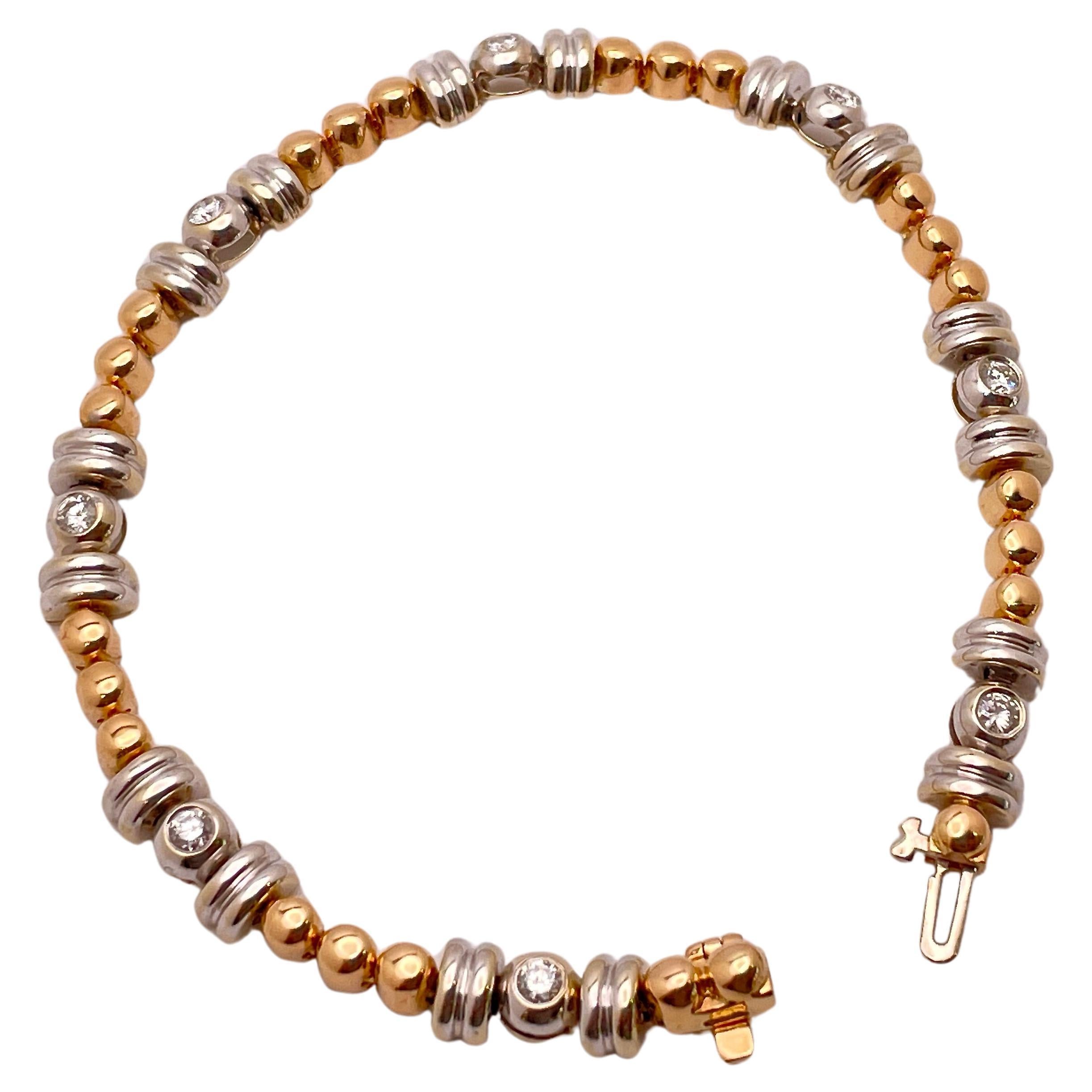18 Karat White And Rose Gold Diamond Bracelet