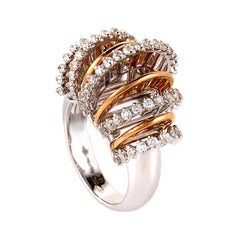 18 Karat White and Rose Gold Diamond Openwork Loops Ring LBD-074143