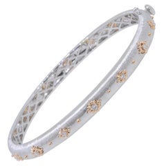 Modernes Gliederarmband aus 18 Karat Weiß- und Roségold mit Diamanten in florentinischem Finish