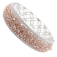 18 Karat White and Rose Gold Fancy Pink Diamond Bangle Bracelet