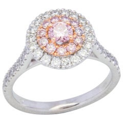 18 Karat White and Rose Gold Pink Diamond Cluster Ring