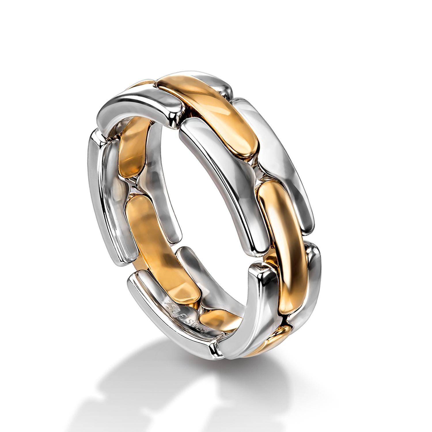 For Sale:  18 Karat White and Rose Gold Two-Tone Collapsible Link Ring 2