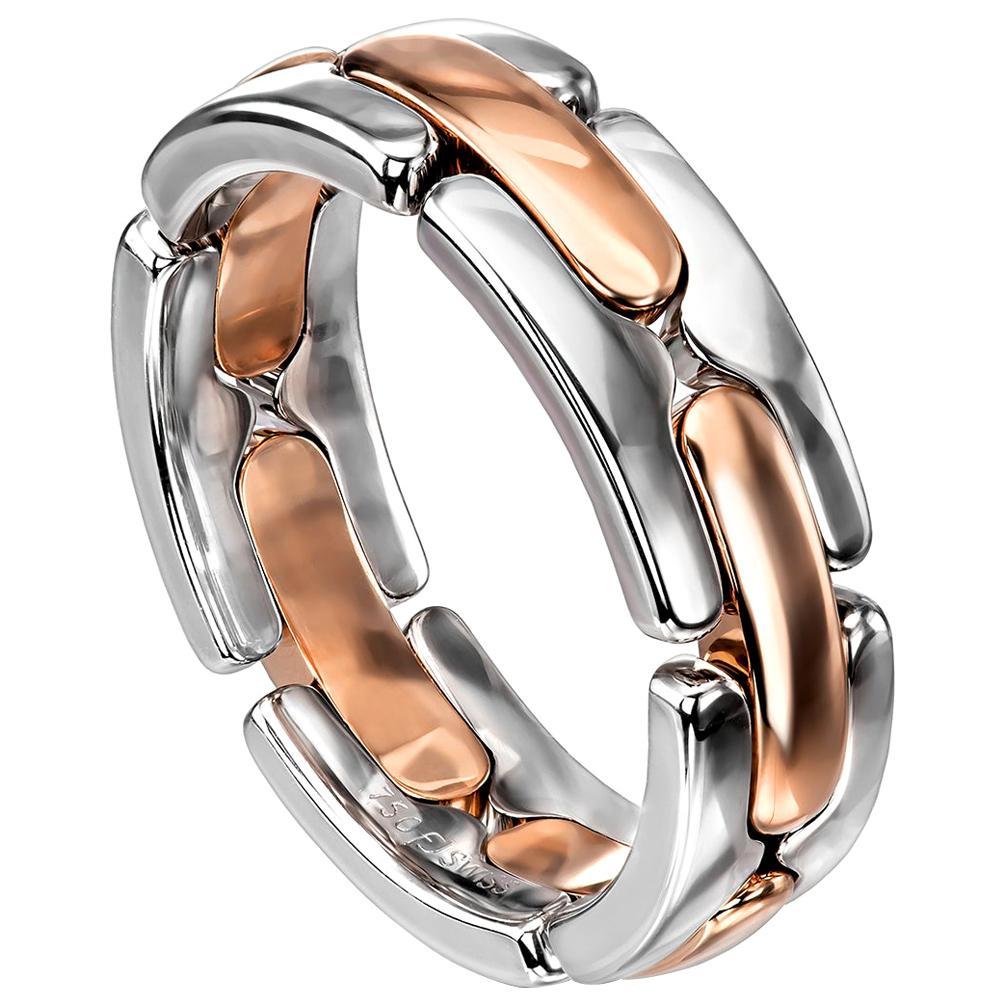For Sale:  18 Karat White and Rose Gold Two-Tone Collapsible Link Ring