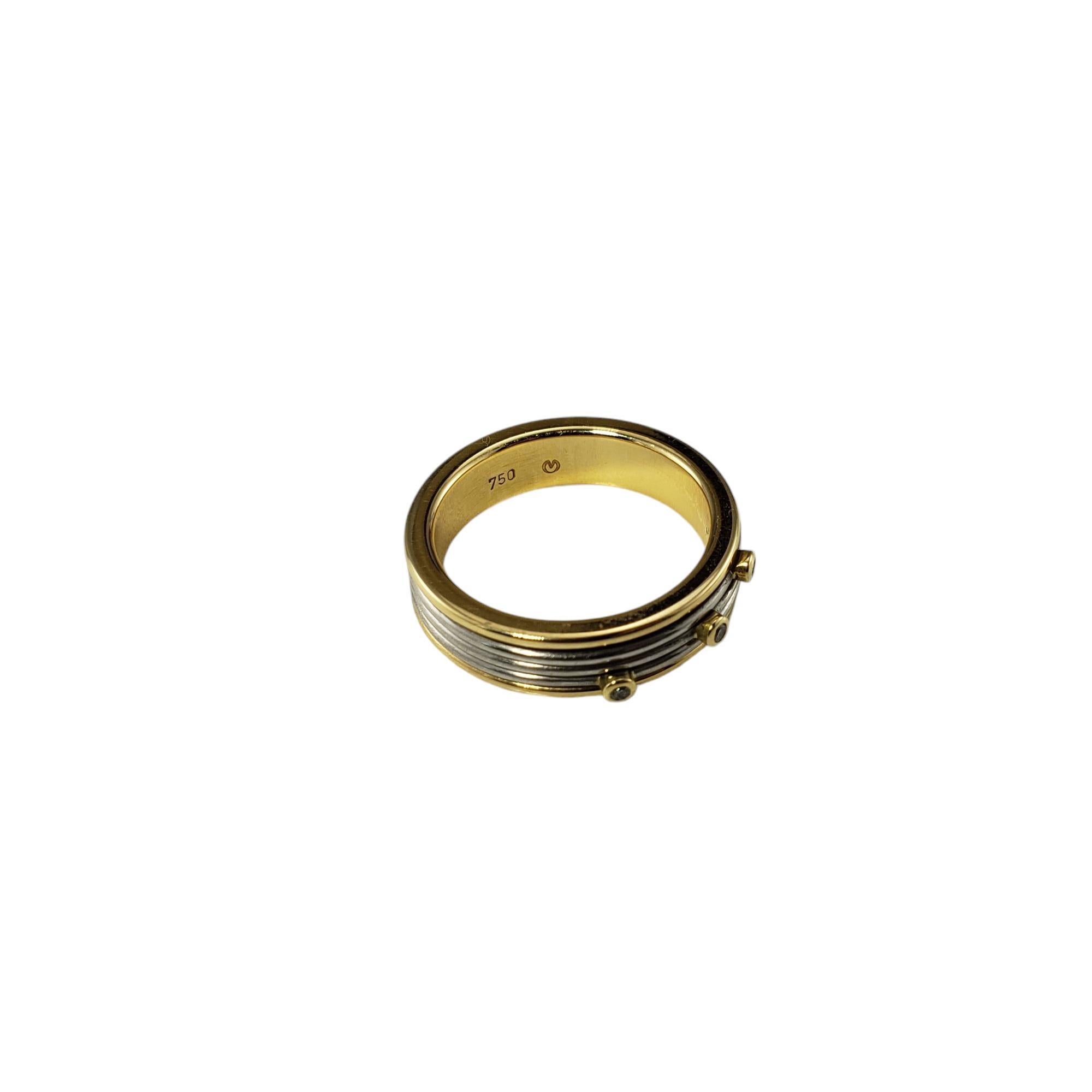 Contemporary 18 Karat White and Yellow Gold and Diamond Swivel Band Ring Size 6.25 #19011
