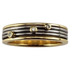 18 Karat White and Yellow Gold and Diamond Swivel Band Ring Size 6.25 #19011