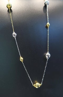 32-Zoll Zarte Throw-on-Halskette aus 18 Karat Weiß- und Gelbgold mit Kette