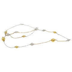 32-inch Delicate Throw-on 18 Karat White and Yellow Gold Ball and Chain Necklace