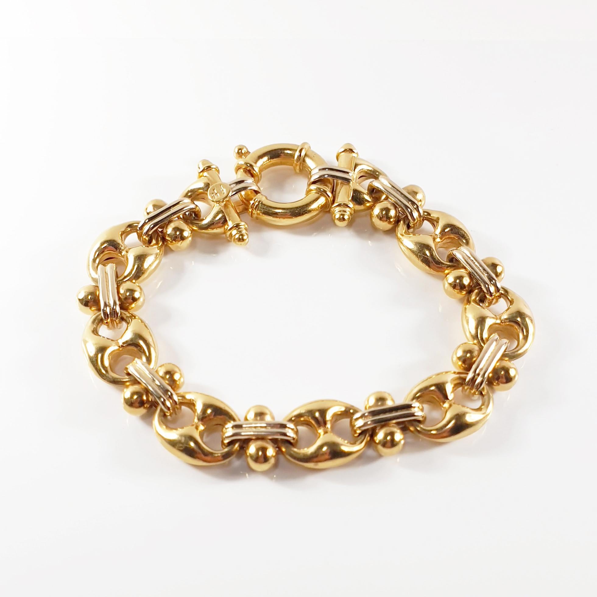 Contemporain Bracelet en or blanc et jaune 18 carats en vente