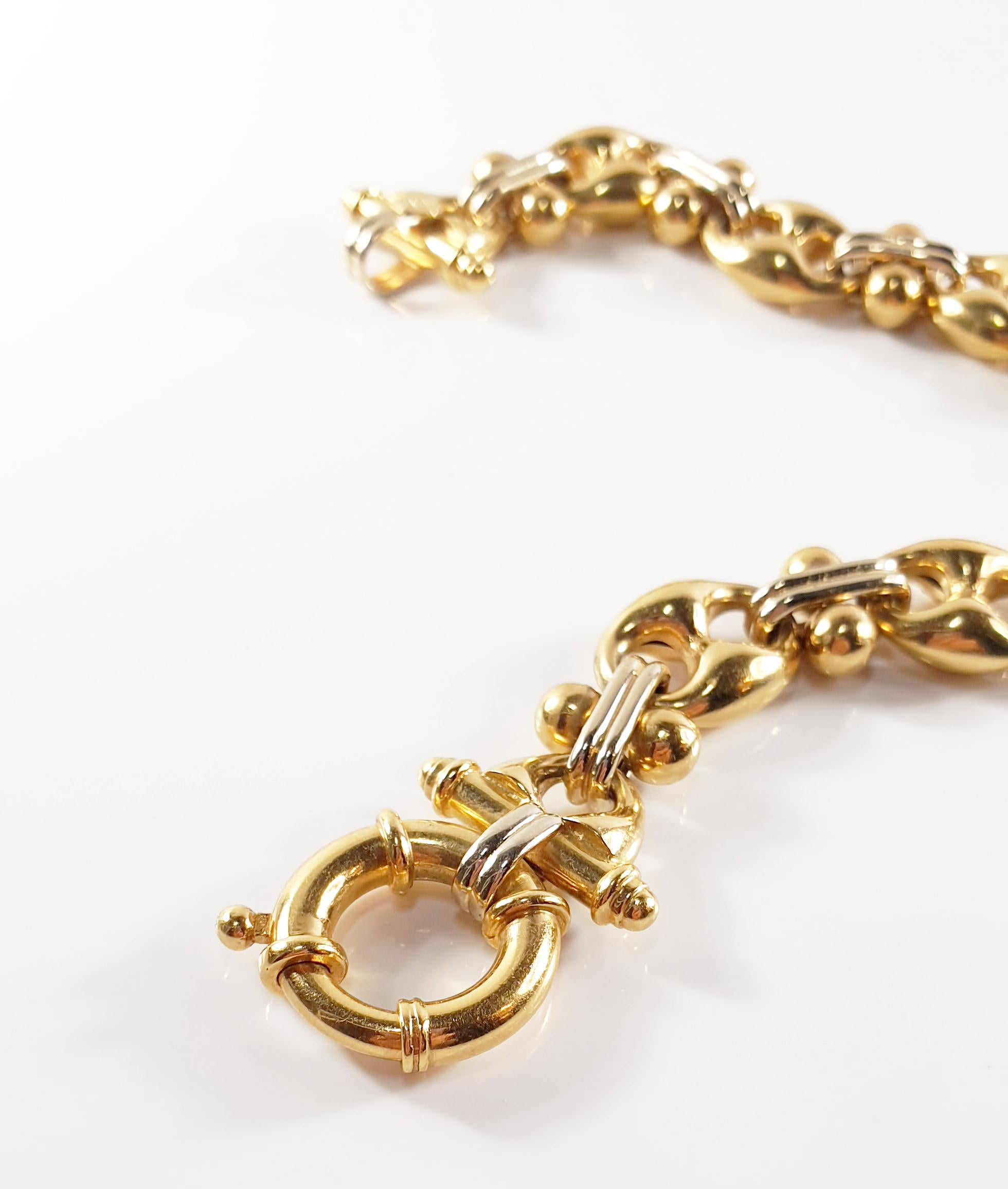 Bracelet en or blanc et jaune 18 carats Unisexe en vente