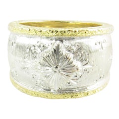 Vintage 18 Karat White and Yellow Gold Cigar Band Ring