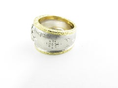 18 Karat White and Yellow Gold Cigar Band Ring