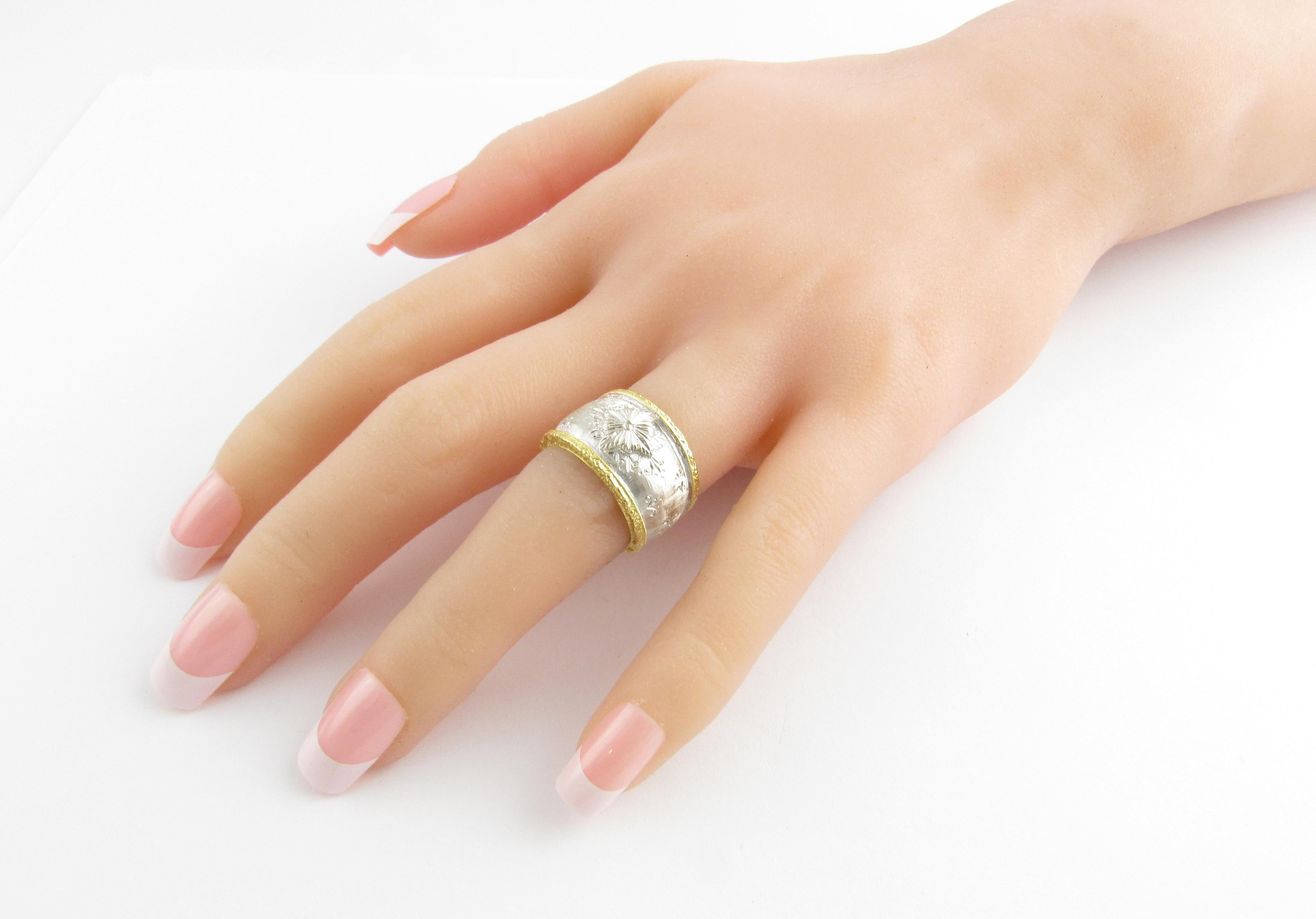 Women's 18 Karat White and Yellow Gold Cigar Band Ring