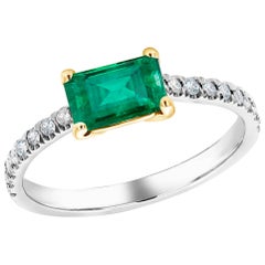 Eighteen Karat Gold Columbia Emerald Diamond Cocktail Ring