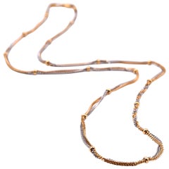 Used 18 Karat White and Yellow Gold Cuban and Ball Chain Necklace