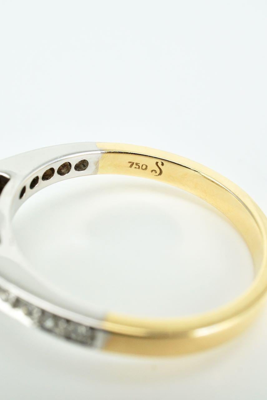 18 Karat White and Yellow Gold Diamond Art Deco Style Ring 1